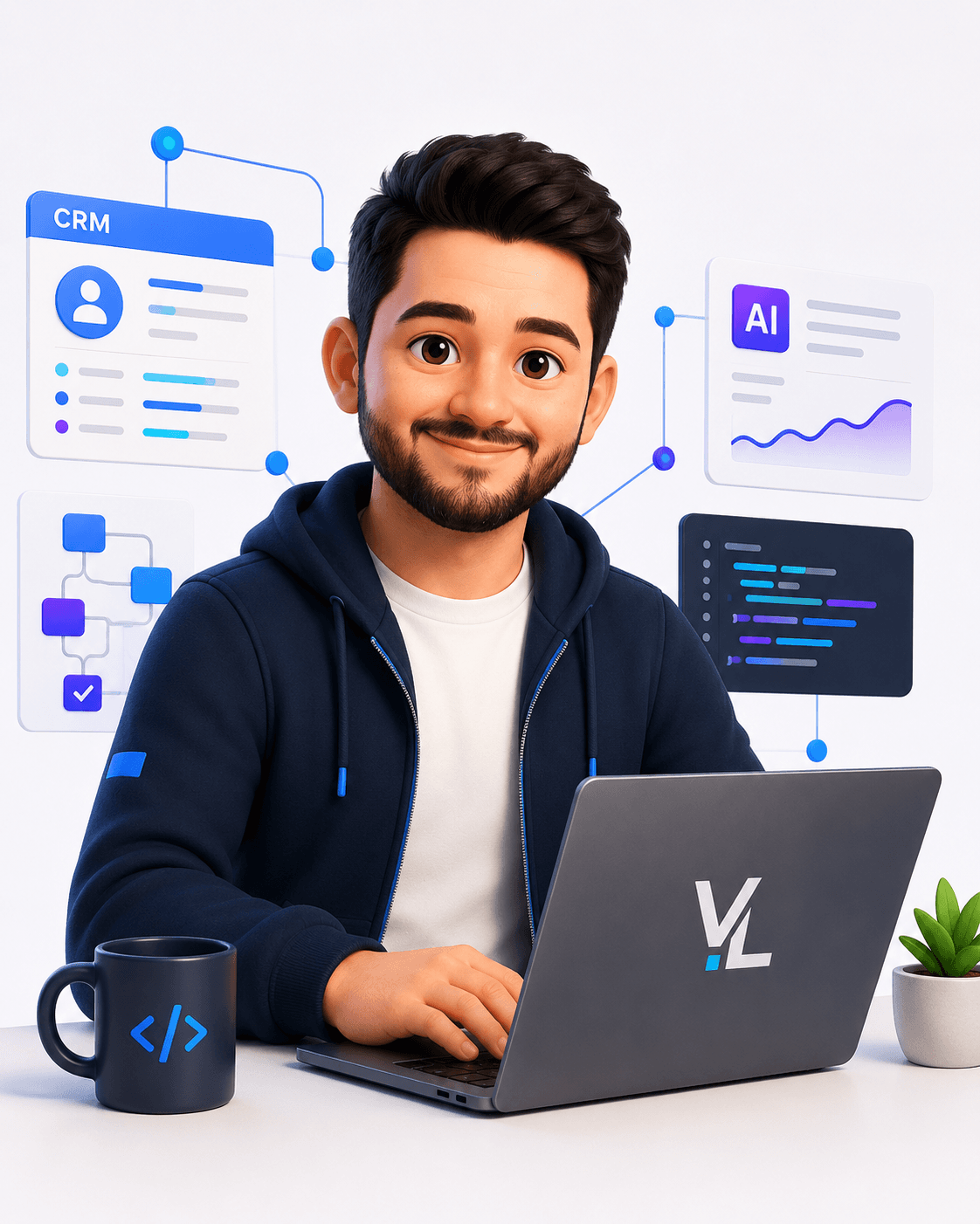 Victor Llerena trabajando: desarrollo, CRM, IA e integraciones