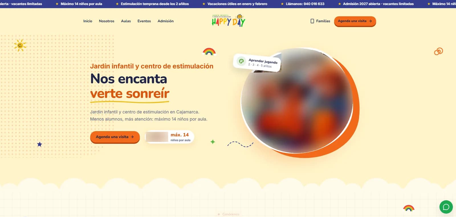 Happy Day: Web pública del jardín, con las caras ocultas