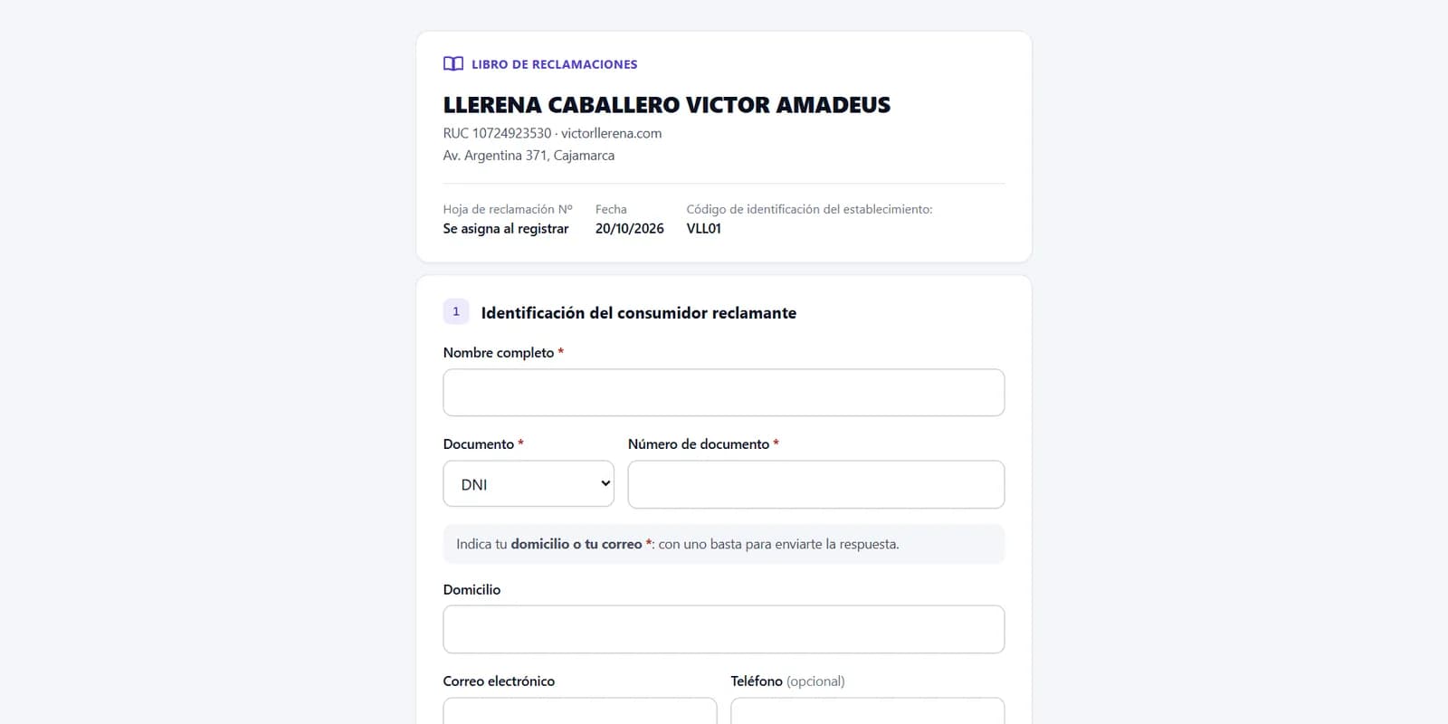 Atiende: La hoja de reclamación de este sitio