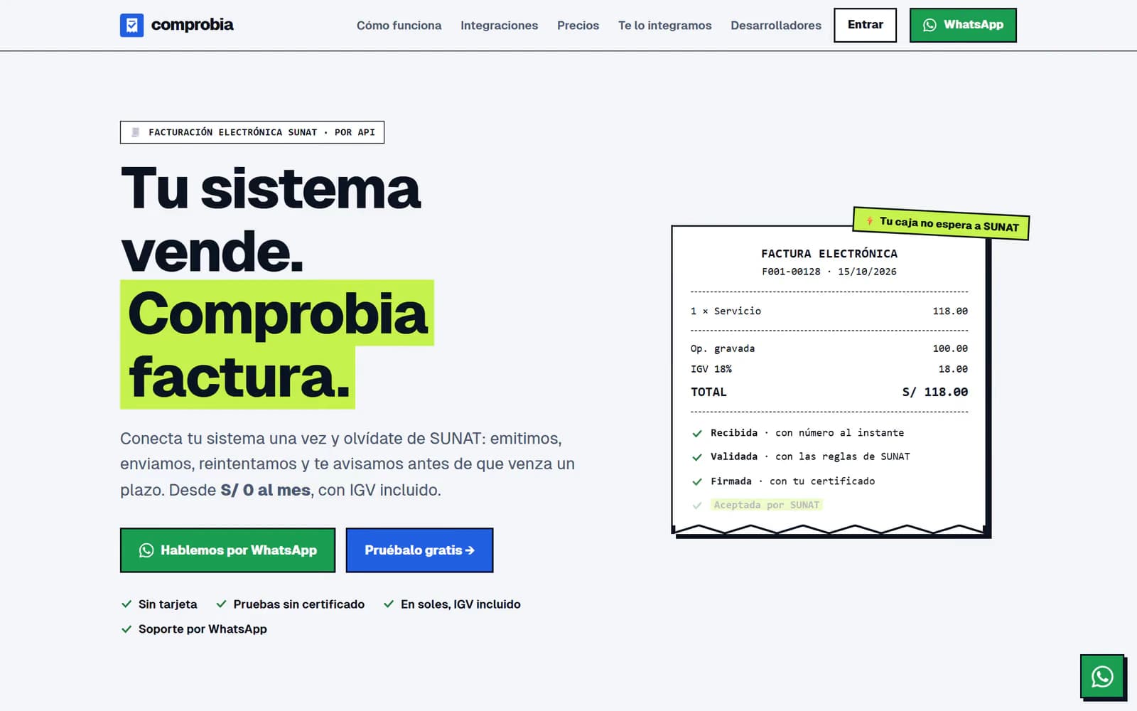 Comprobia: Sitio comercial